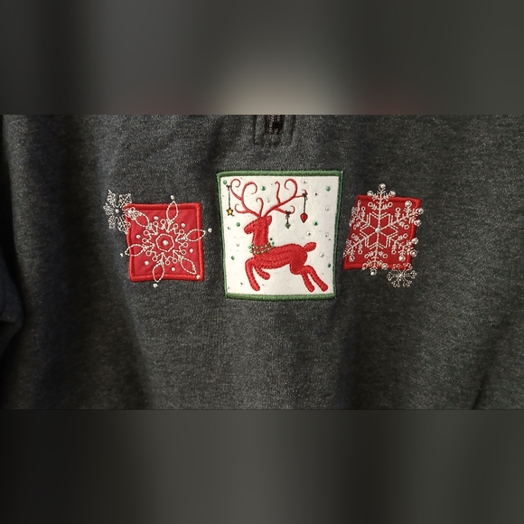 Breckenridge Women’s Holiday Fleece 1/4 Zip Red and Gray Size 1X - Picture 5 of 7